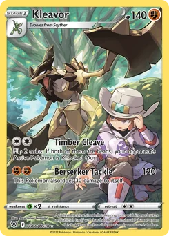 Kleavor Pokemon card from Astral Radiance Trainer Gallery, card number TG08