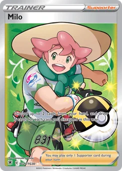 Milo Pokemon card from Astral Radiance Trainer Gallery, card number TG27
