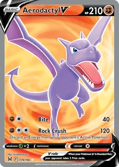 Aerodactyl V Pokemon card from Lost Origin, card number 179