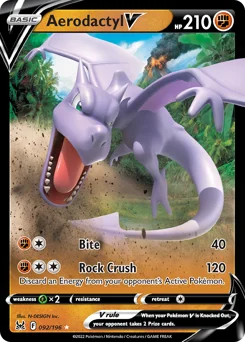Aerodactyl V Pokemon card from Lost Origin, card number 92