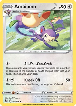 Ambipom Pokemon card from Lost Origin, card number 145