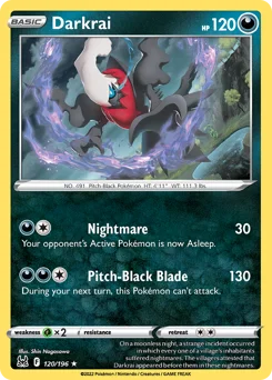 Darkrai Pokemon card from Lost Origin, card number 120