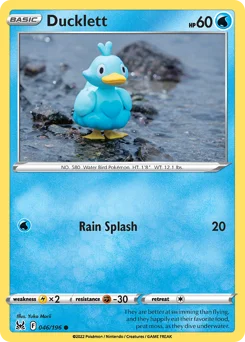Ducklett Pokemon card from Lost Origin, card number 46