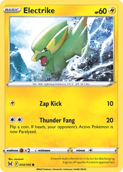 Electrike Pokemon card from Lost Origin, card number 54