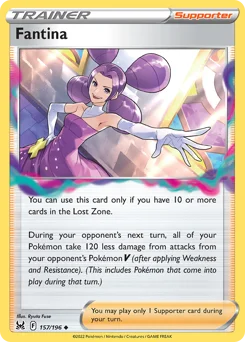 Fantina Pokemon card from Lost Origin, card number 157