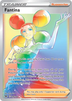 Fantina Pokemon card from Lost Origin, card number 206