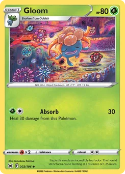 Gloom Pokemon card from Lost Origin, card number 2