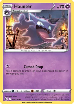 Haunter Pokemon card from Lost Origin, card number 65
