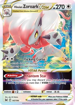 Hisuian Zoroark VSTAR Pokemon card from Lost Origin, card number 147