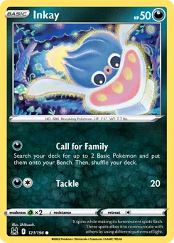 Inkay Pokemon card from Lost Origin, card number 121