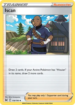 Iscan Pokemon card from Lost Origin, card number 158