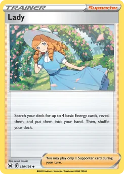 Lady Pokemon card from Lost Origin, card number 159