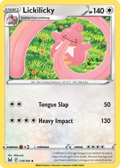 Lickilicky Pokemon card from Lost Origin, card number 139