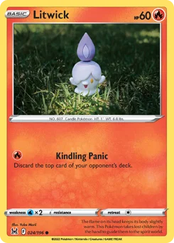Litwick Pokemon card from Lost Origin, card number 24