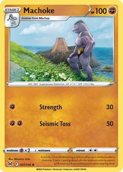 Machoke Pokemon card from Lost Origin, card number 87