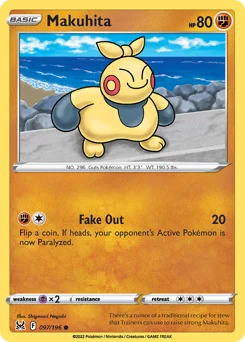 Makuhita Pokemon card from Lost Origin, card number 97