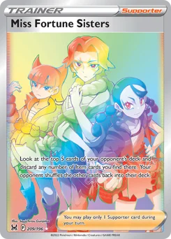 Miss Fortune Sisters Pokemon card from Lost Origin, card number 209