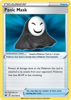 Panic Mask Pokemon card from Lost Origin, card number 165