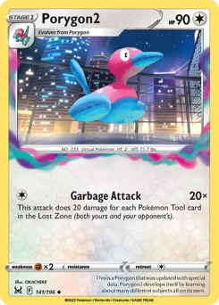 Porygon2 Pokemon card from Lost Origin, card number 141
