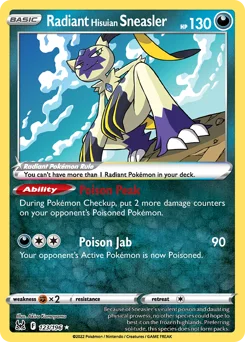Radiant Hisuian Sneasler Pokemon card from Lost Origin, card number 123