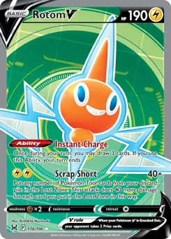 Rotom V Pokemon card from Lost Origin, card number 176
