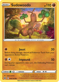 Sudowoodo Pokemon card from Lost Origin, card number 94