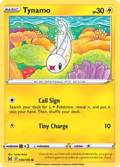 Tynamo Pokemon card from Lost Origin, card number 59