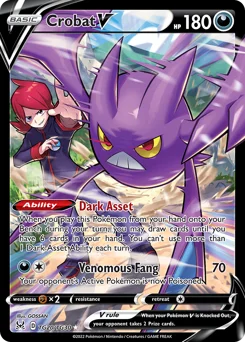 Crobat V Pokemon card from Lost Origin Trainer Gallery, card number TG20