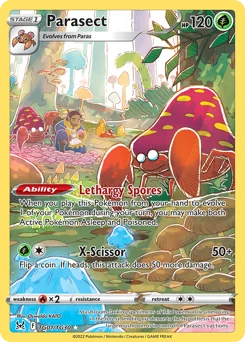 Parasect Pokemon card from Lost Origin Trainer Gallery, card number TG01