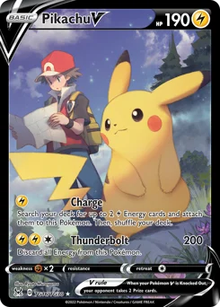 Pikachu V Pokemon card from Lost Origin Trainer Gallery, card number TG16