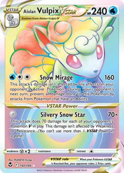 Alolan Vulpix VSTAR Pokemon card from Silver Tempest, card number 197