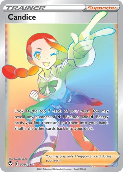 Candice Pokemon card from Silver Tempest, card number 204