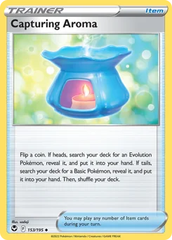 Capturing Aroma Pokemon card from Silver Tempest, card number 153