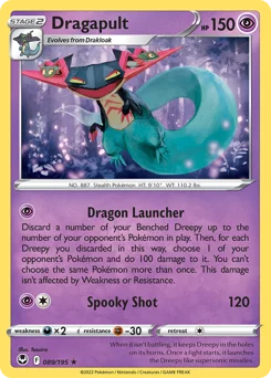 Dragapult Pokemon card from Silver Tempest, card number 89
