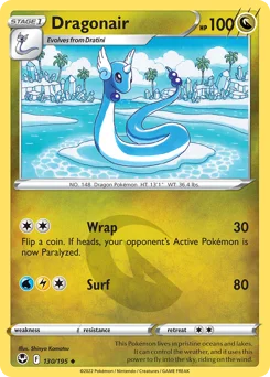 Dragonair Pokemon card from Silver Tempest, card number 130