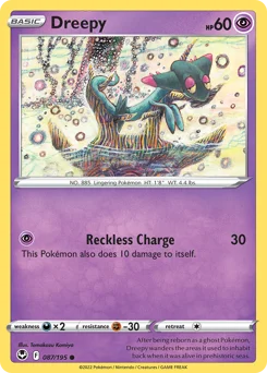 Dreepy Pokemon card from Silver Tempest, card number 87