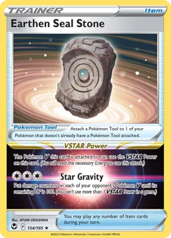 Earthen Seal Stone Pokemon card from Silver Tempest, card number 154
