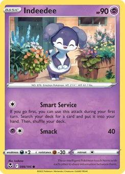 Indeedee Pokemon card from Silver Tempest, card number 86