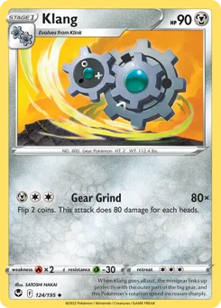 Klang Pokemon card from Silver Tempest, card number 124