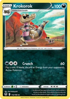 Krokorok Pokemon card from Silver Tempest, card number 112