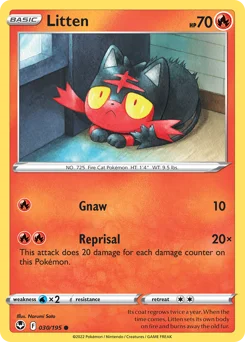 Litten Pokemon card from Silver Tempest, card number 30
