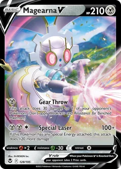Magearna V Pokemon card from Silver Tempest, card number 128