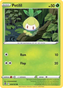 Petilil Pokemon card from Silver Tempest, card number 9