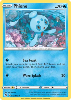 Phione Pokemon card from Silver Tempest, card number 45