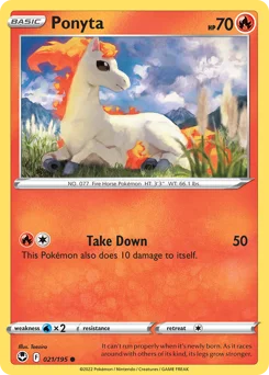 Ponyta Pokemon card from Silver Tempest, card number 21
