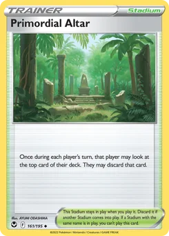 Primordial Altar Pokemon card from Silver Tempest, card number 161