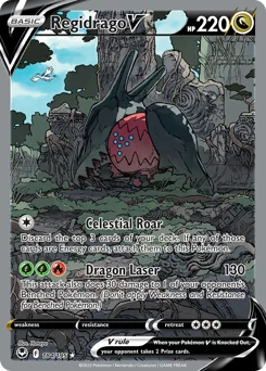 Regidrago V Pokemon card from Silver Tempest, card number 184