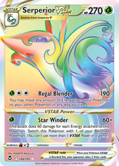 Serperior VSTAR Pokemon card from Silver Tempest, card number 196