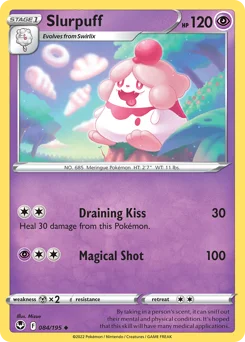 Slurpuff Pokemon card from Silver Tempest, card number 84