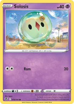 Solosis Pokemon card from Silver Tempest, card number 76